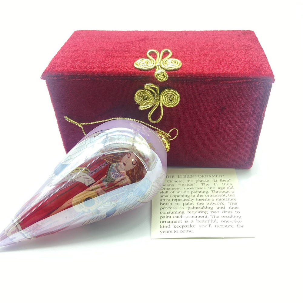 Pier 1 Angel Cone 2003 Glass blown Ornament Purple Christmas Tree Xmas Droplet